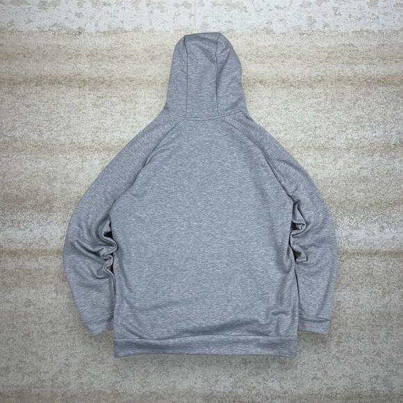 Vintage Y2K Nike Hoodie Mens XL Light Grey Polyester Pullover Black Swoosh - Picture 2 of 3